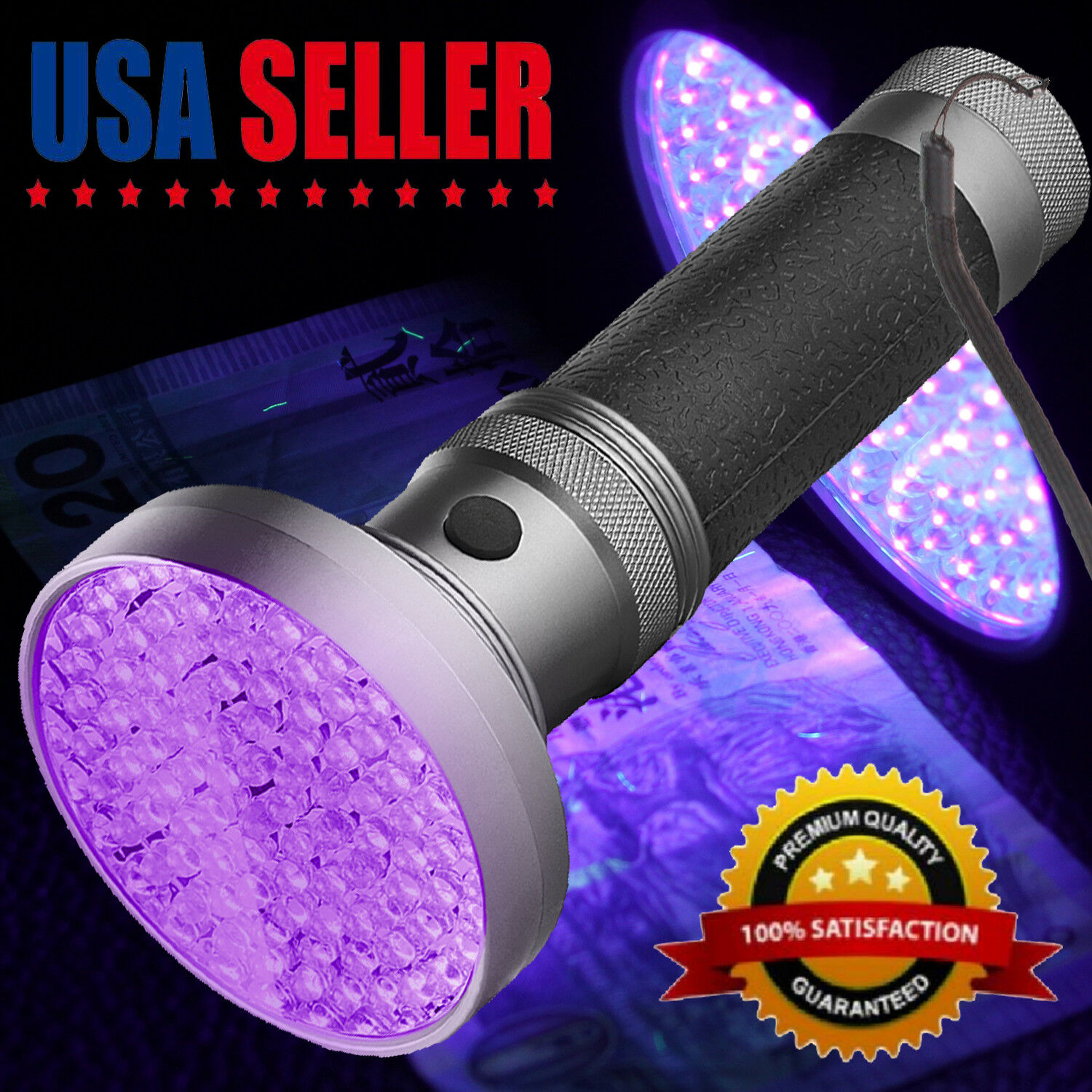 100 Led Uv Ultraviolet Blacklight Flashlight Lamp Torch Inspection Light Outdoor