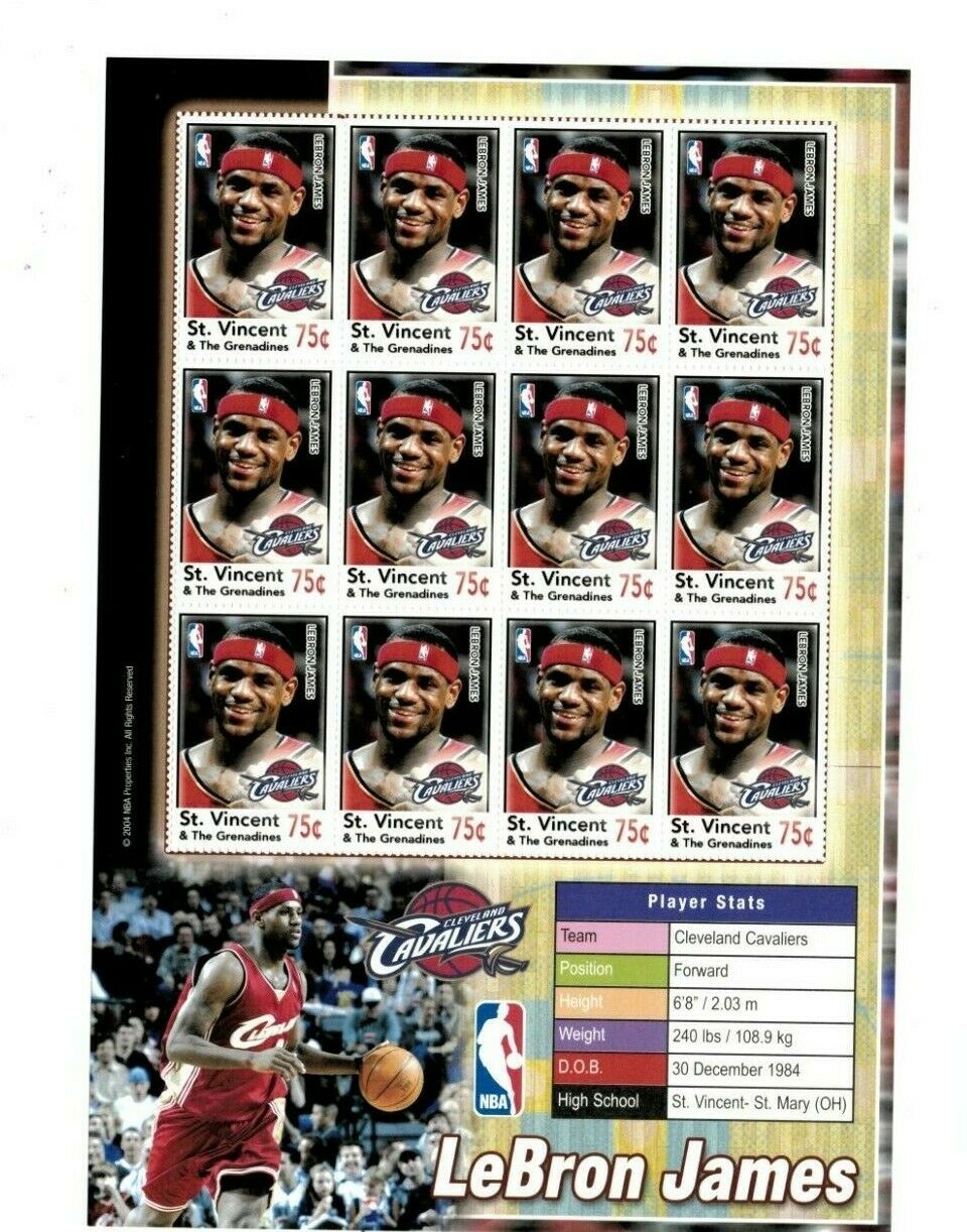 St. Vincent 2004 - Sc# 3419 - Lebron James Nba Cavaliers - Sheet Of 12 - Mnh