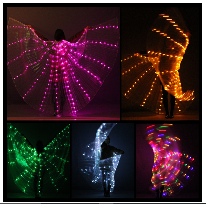 Led Isis Wings+2 Telescopic Sticks, Free Shipping And 3 Days Recive, From Usa.